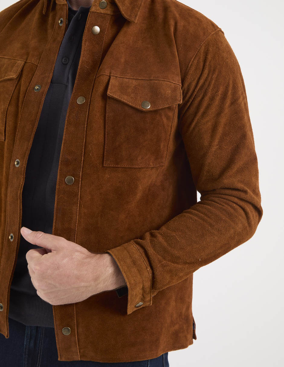 Chamarra casual michel domit de gamuza para hombre