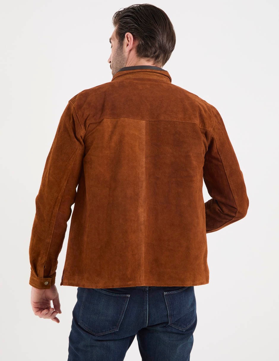 Chamarra casual michel domit de gamuza para hombre
