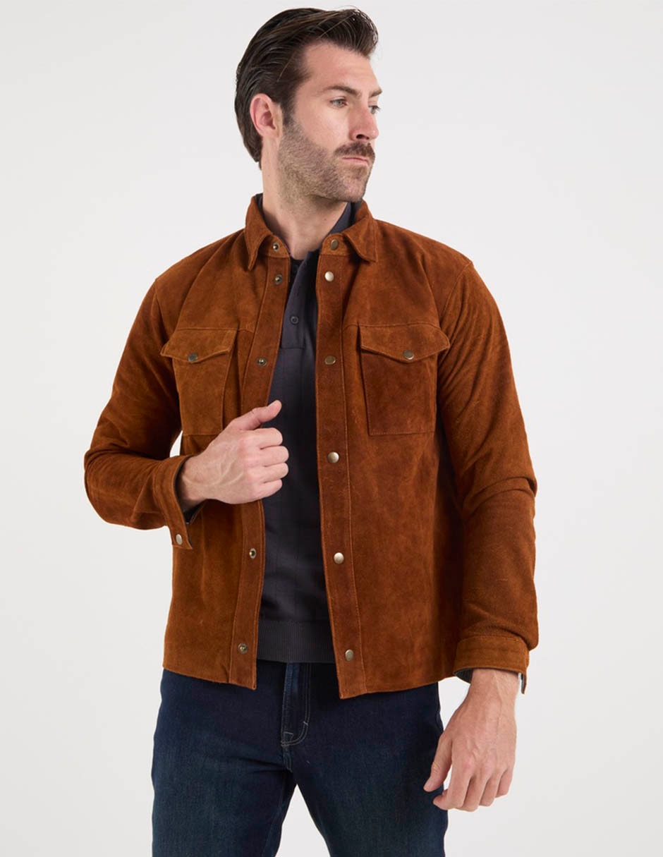Chamarra casual de gamuza para hombre