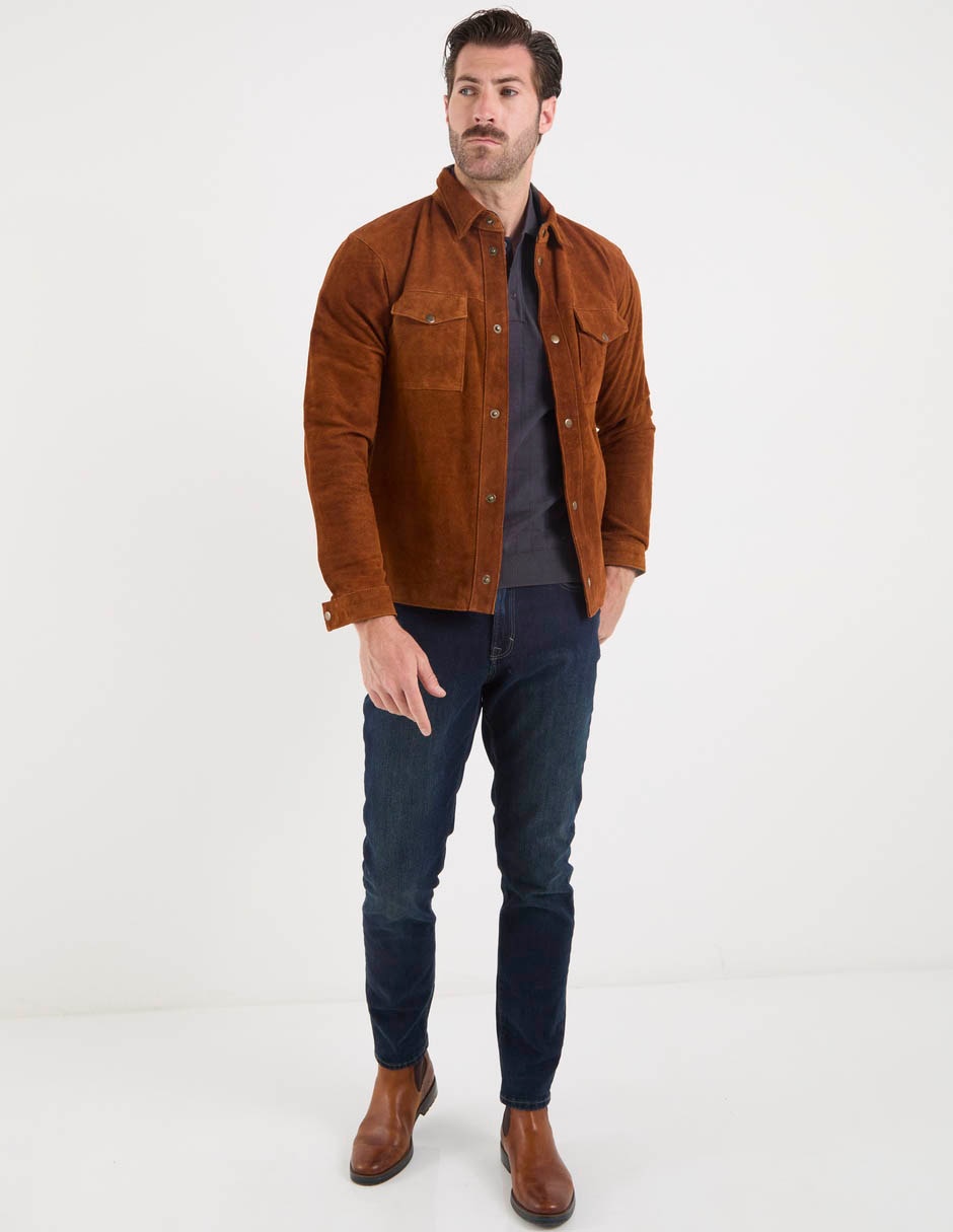 Chamarra casual de gamuza para hombre