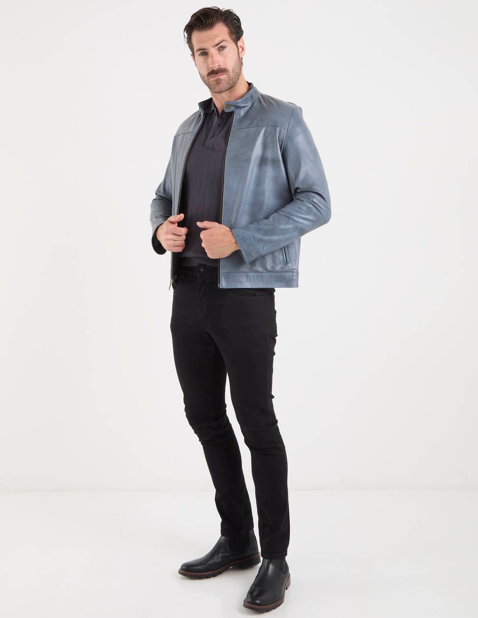 Chamarra casual Jbe de piel para hombre