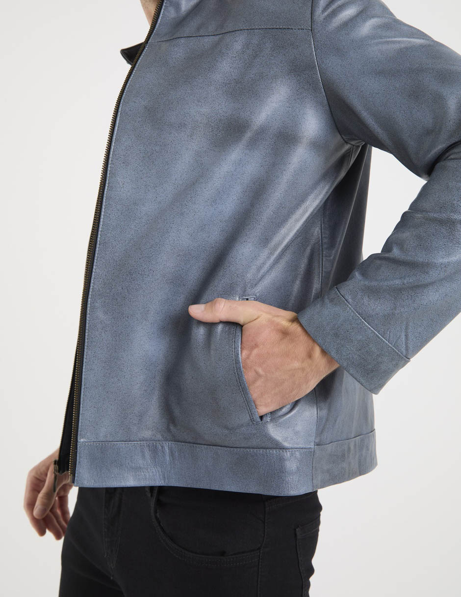 Chamarra casual Jbe de piel para hombre