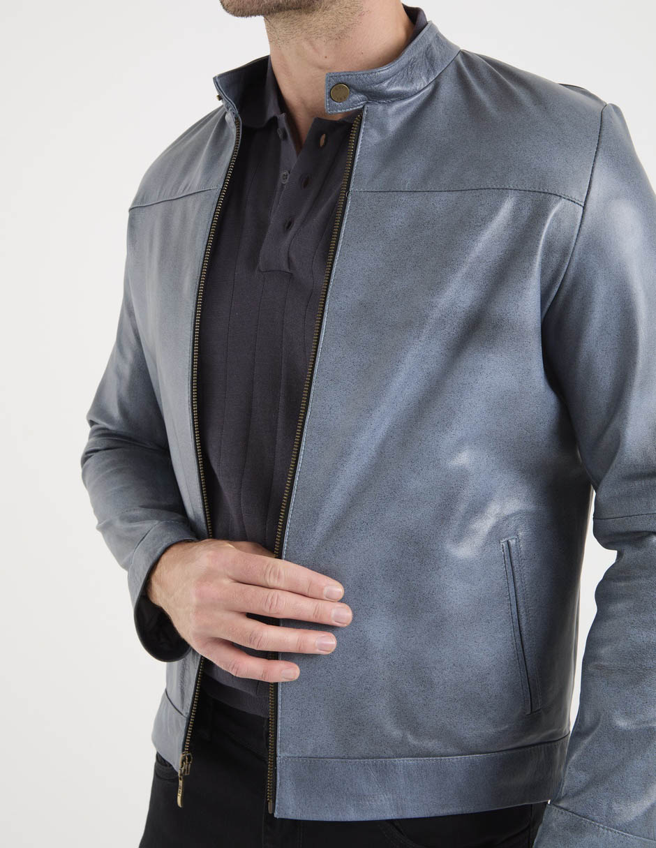 Chamarra casual de piel para hombre 6
