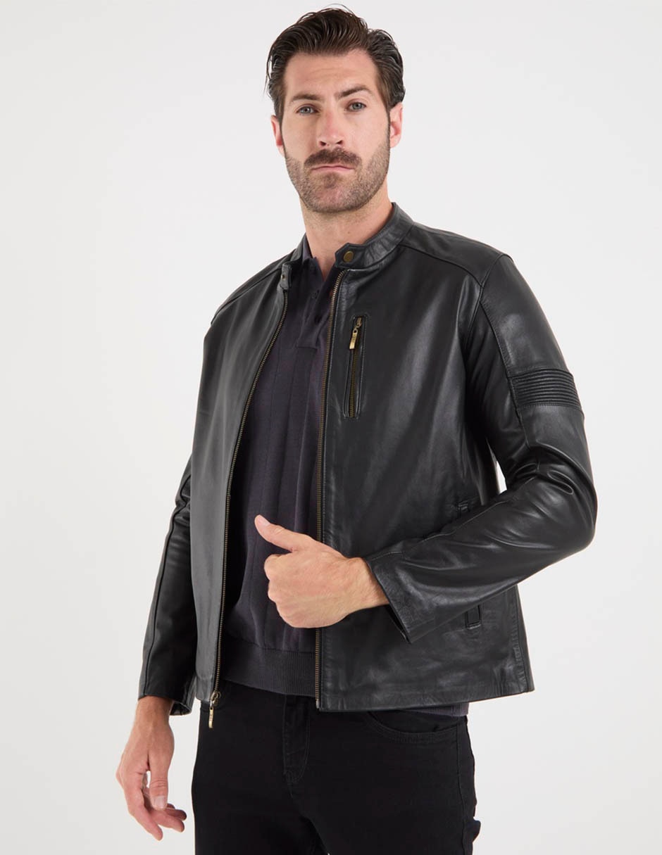 Chamarra casual de piel para hombre Chamarra casual de piel para hombre