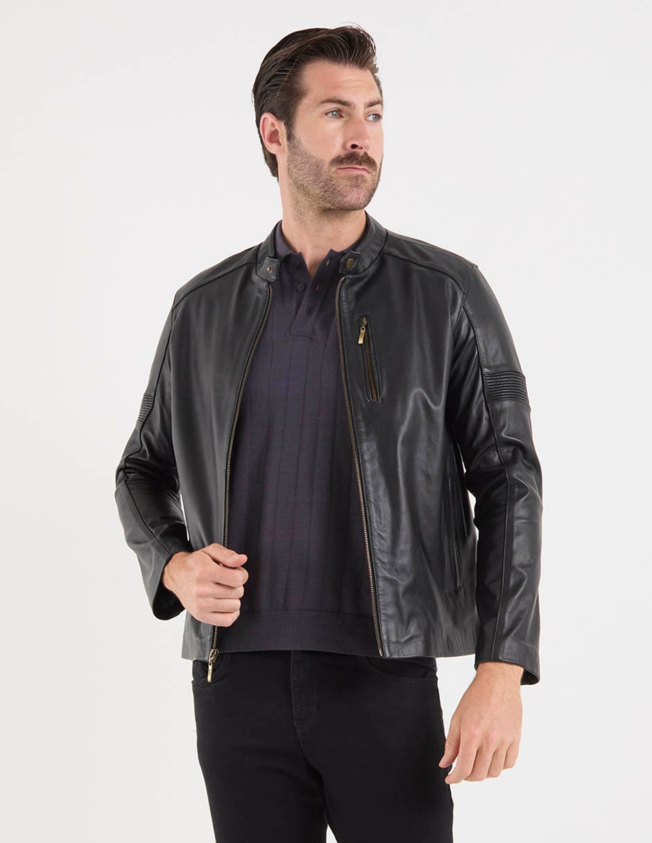 Chamarra casual de piel para hombre 2