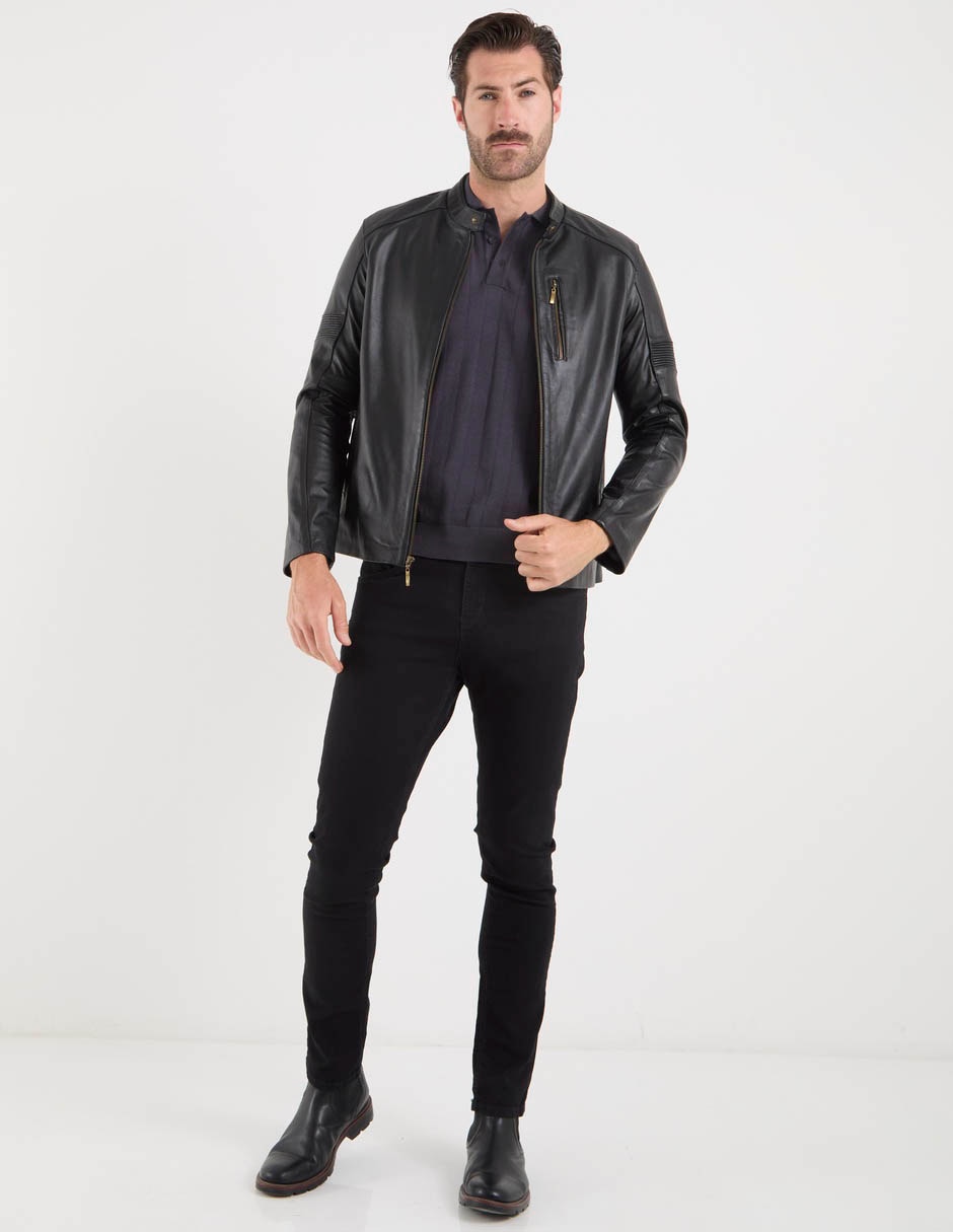 Chamarra casual de piel para hombre 3