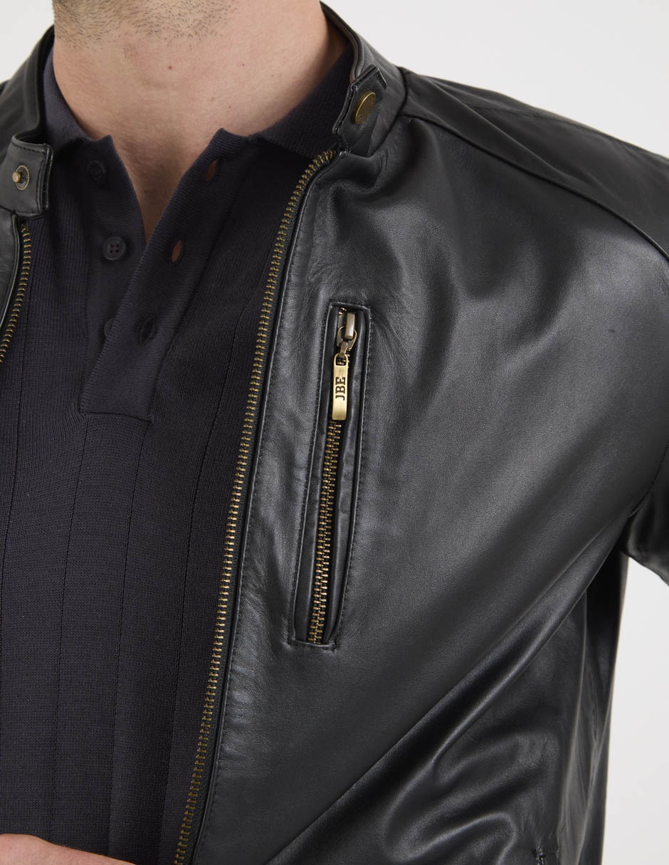 Chamarra casual de piel para hombre 4