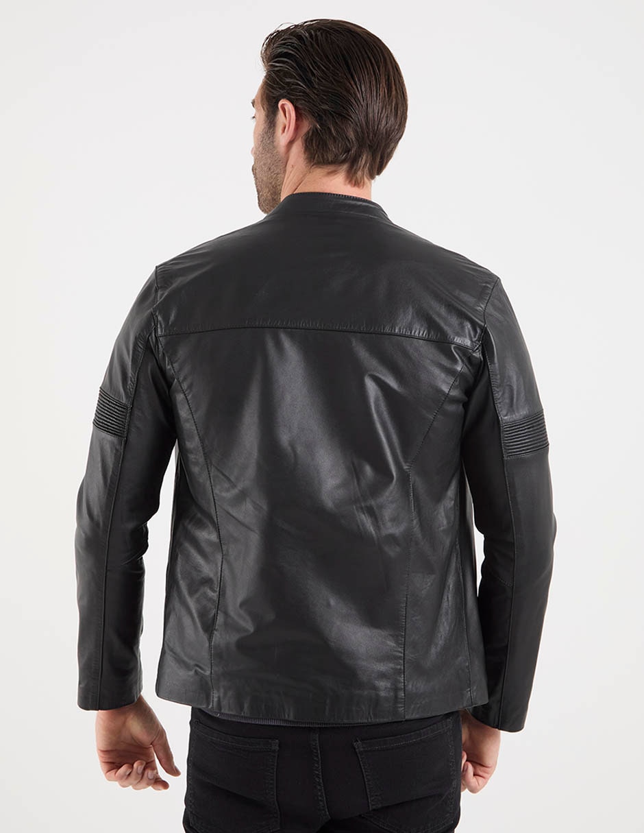 Chamarra casual de piel para hombre 6
