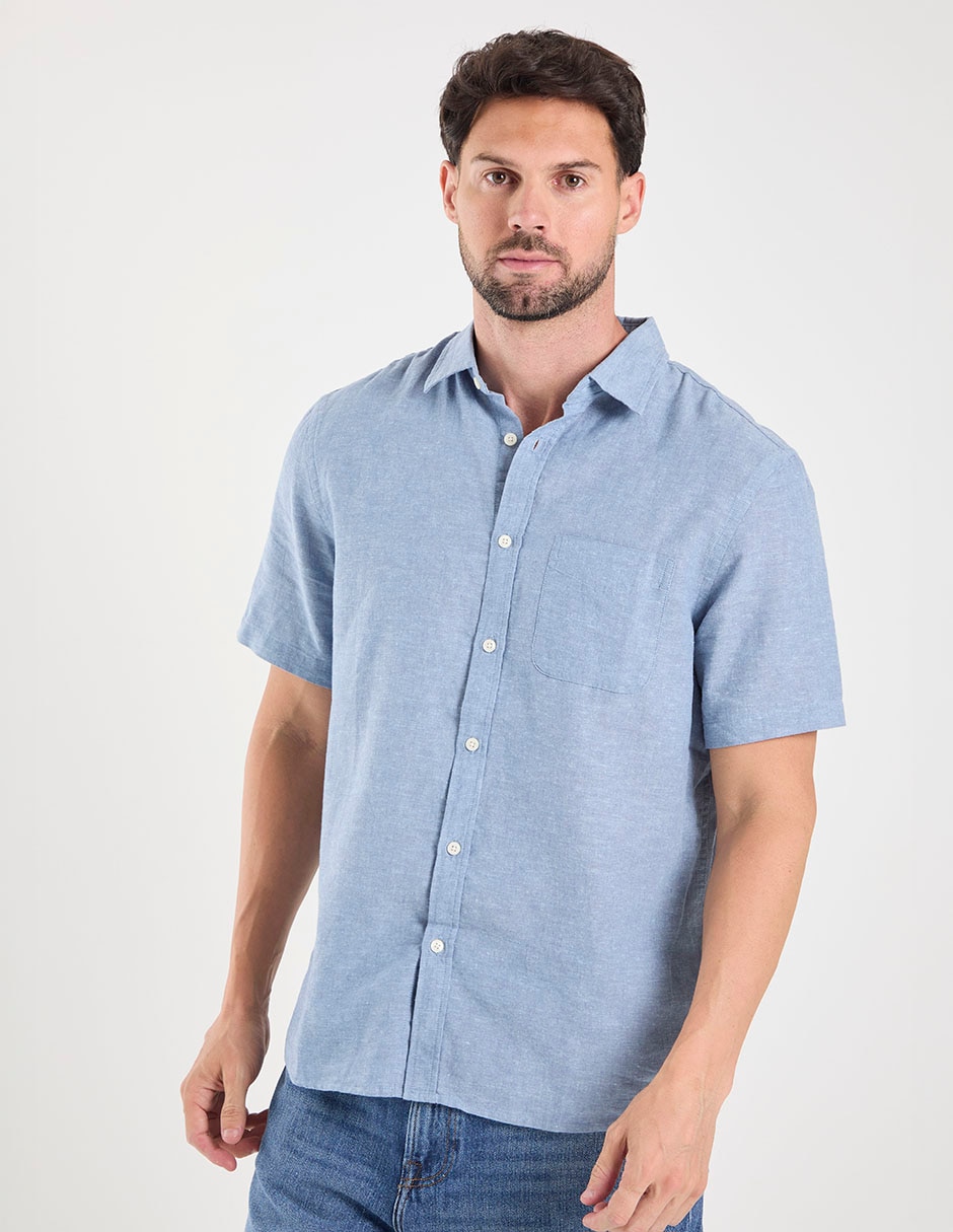 Camisa casual de algodón manga corta para hombre