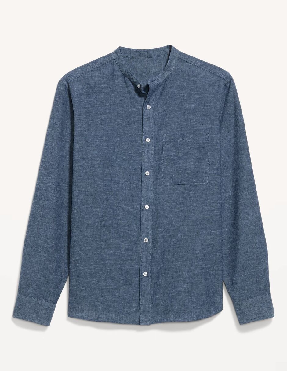 Camisa casual Old Navy de lino manga larga para hombre