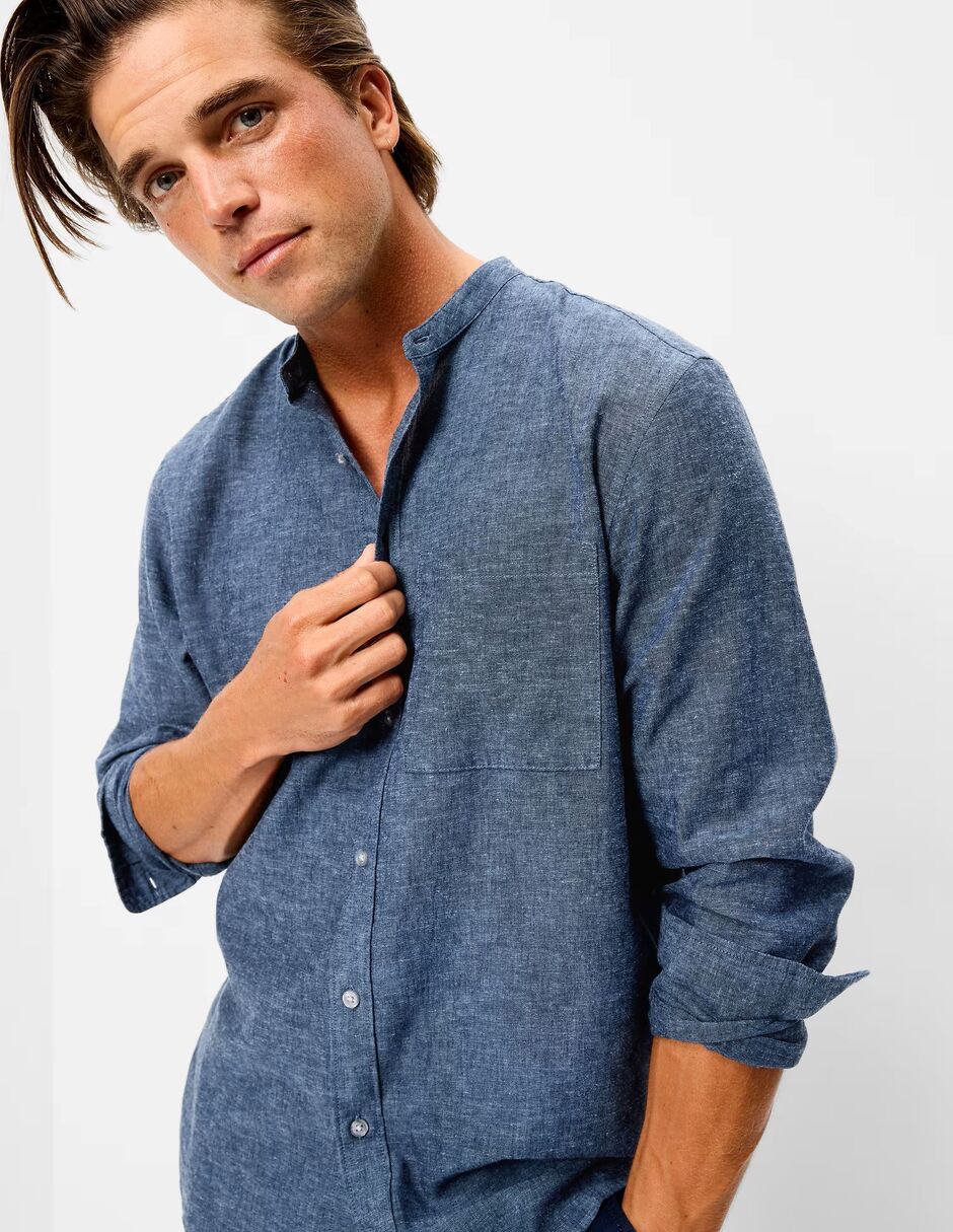 Camisa casual Old Navy de lino manga larga para hombre