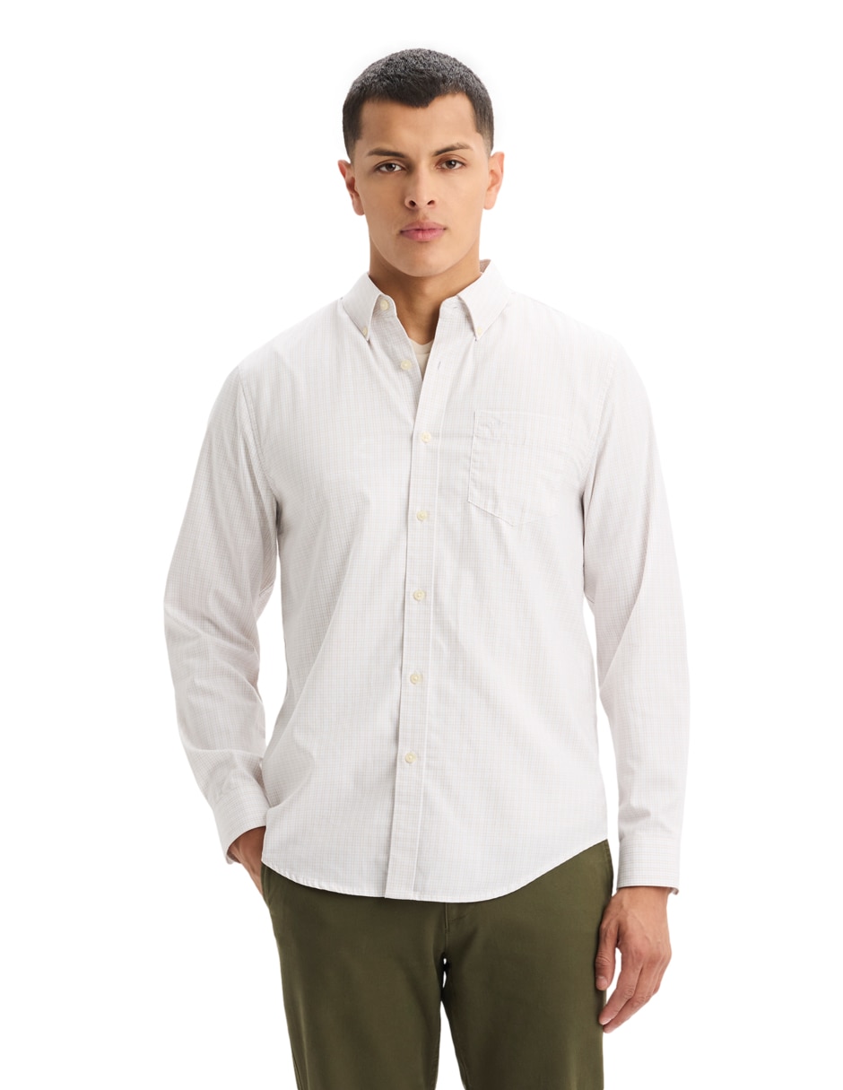 Camisa casual de algodón manga larga para hombre