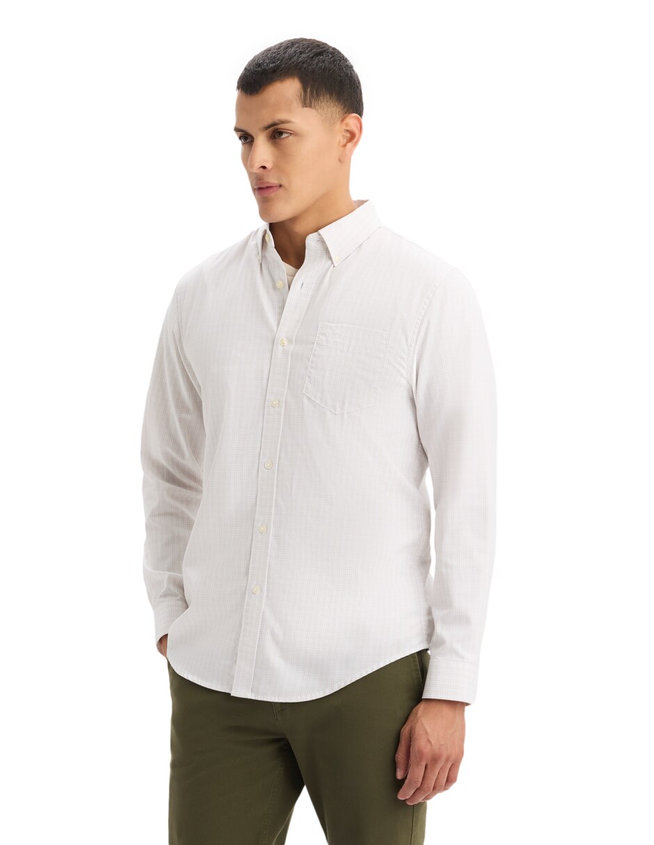 Camisa casual Dockers de algodón manga larga para hombre