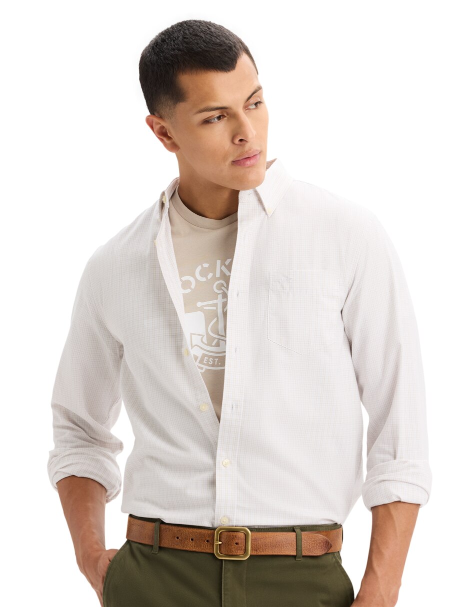 Camisa casual Dockers de algodón manga larga para hombre