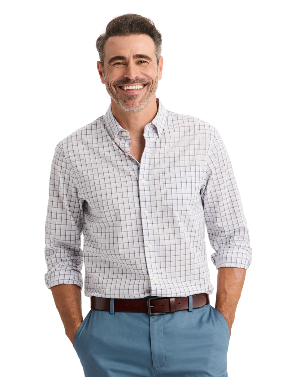 Camisa casual dockers de algodón manga larga para hombre