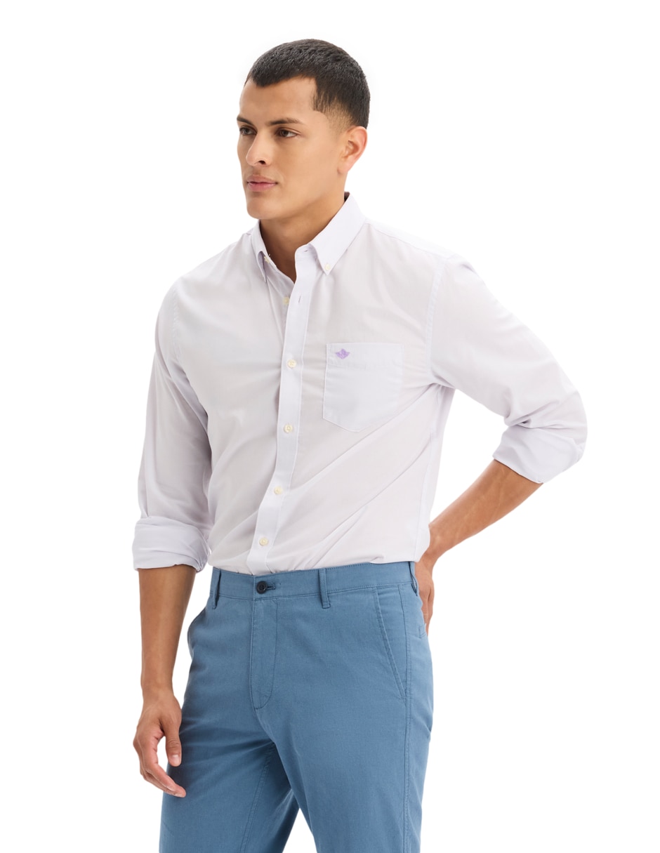 Camisa casual dockers de algodón manga larga para hombre
