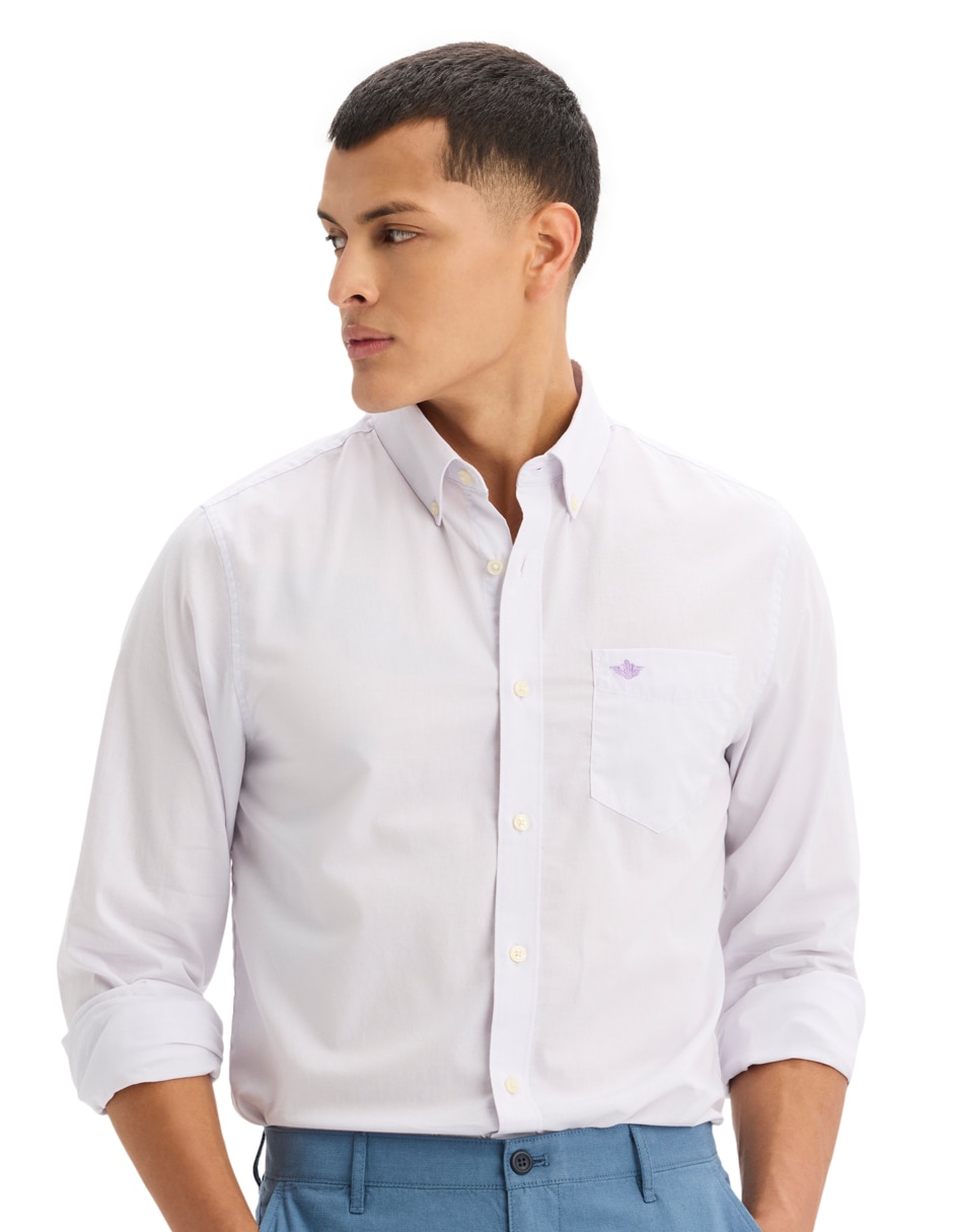 Camisa casual dockers de algodón manga larga para hombre