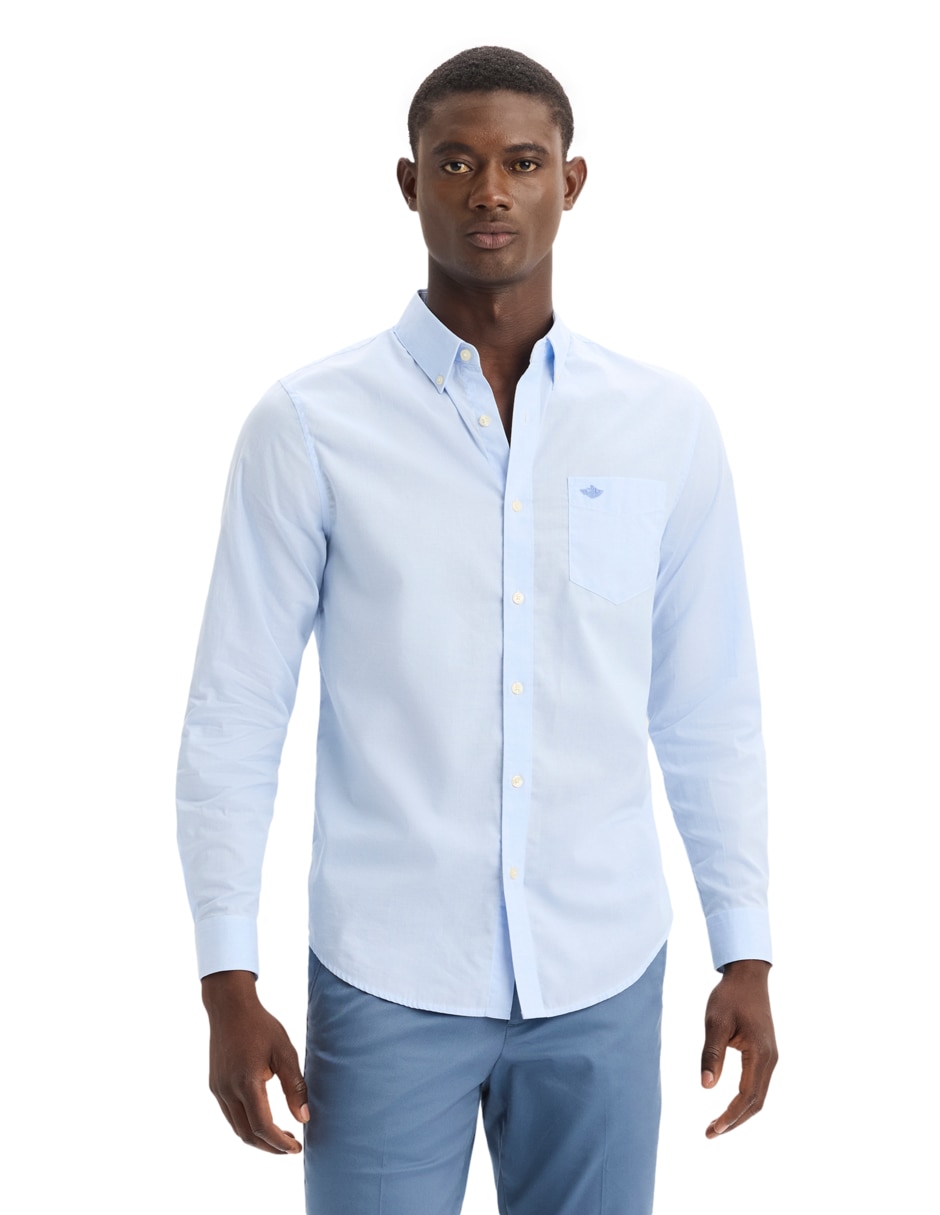 Camisa casual de algodón manga larga para hombre