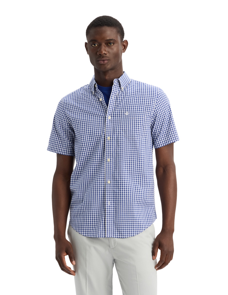 Camisa casual de algodón manga corta para hombre