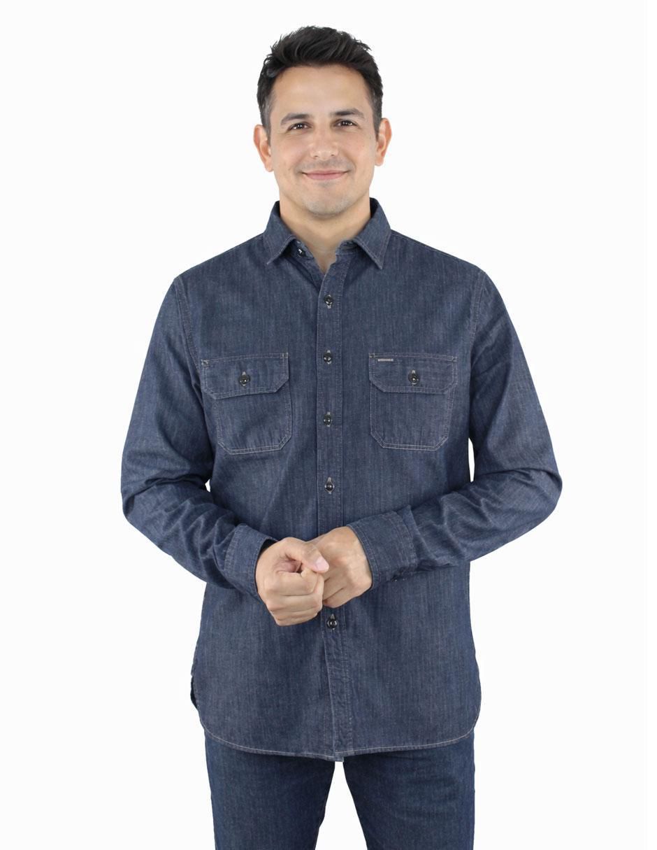 Camisa casual de algodón manga larga para hombre