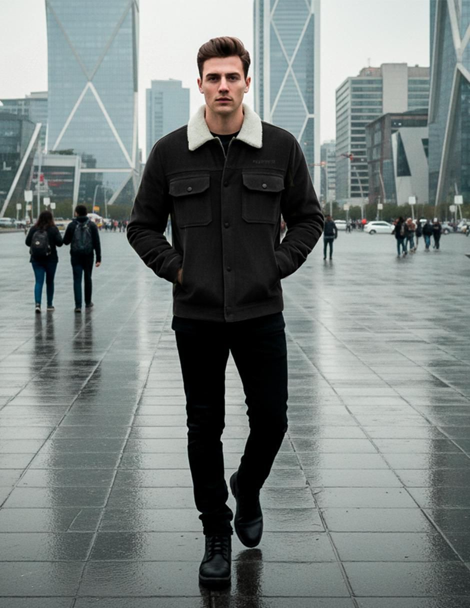 Chamarra casual con bolsillos para hombre