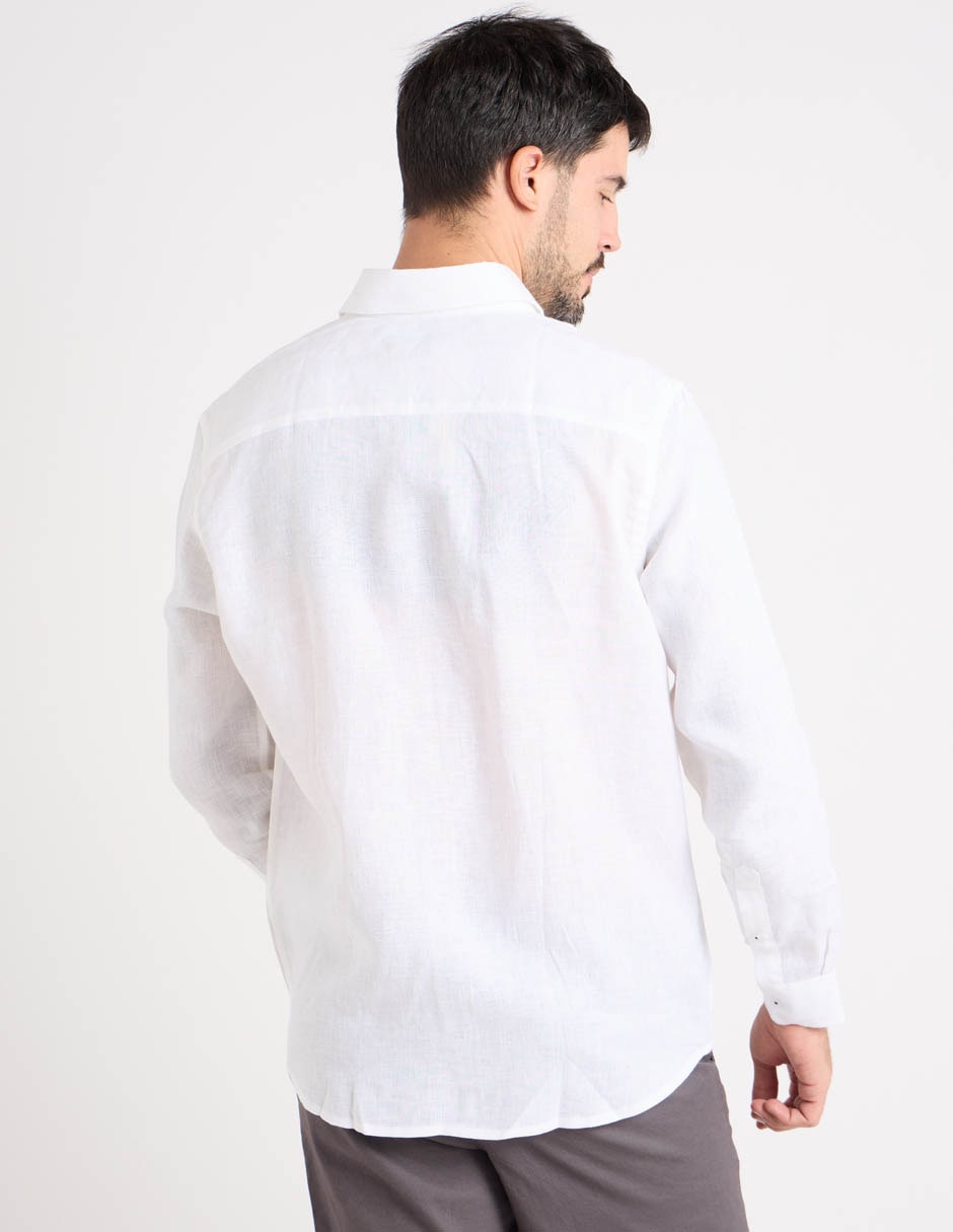 Camisa casual de lino manga larga para hombre 2