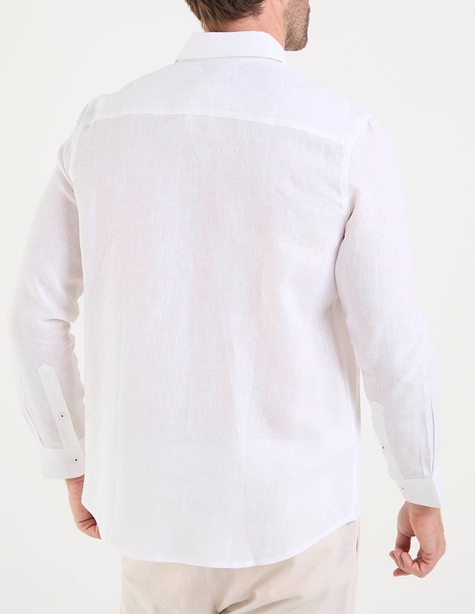 Camisa casual de lino manga larga para hombre 5