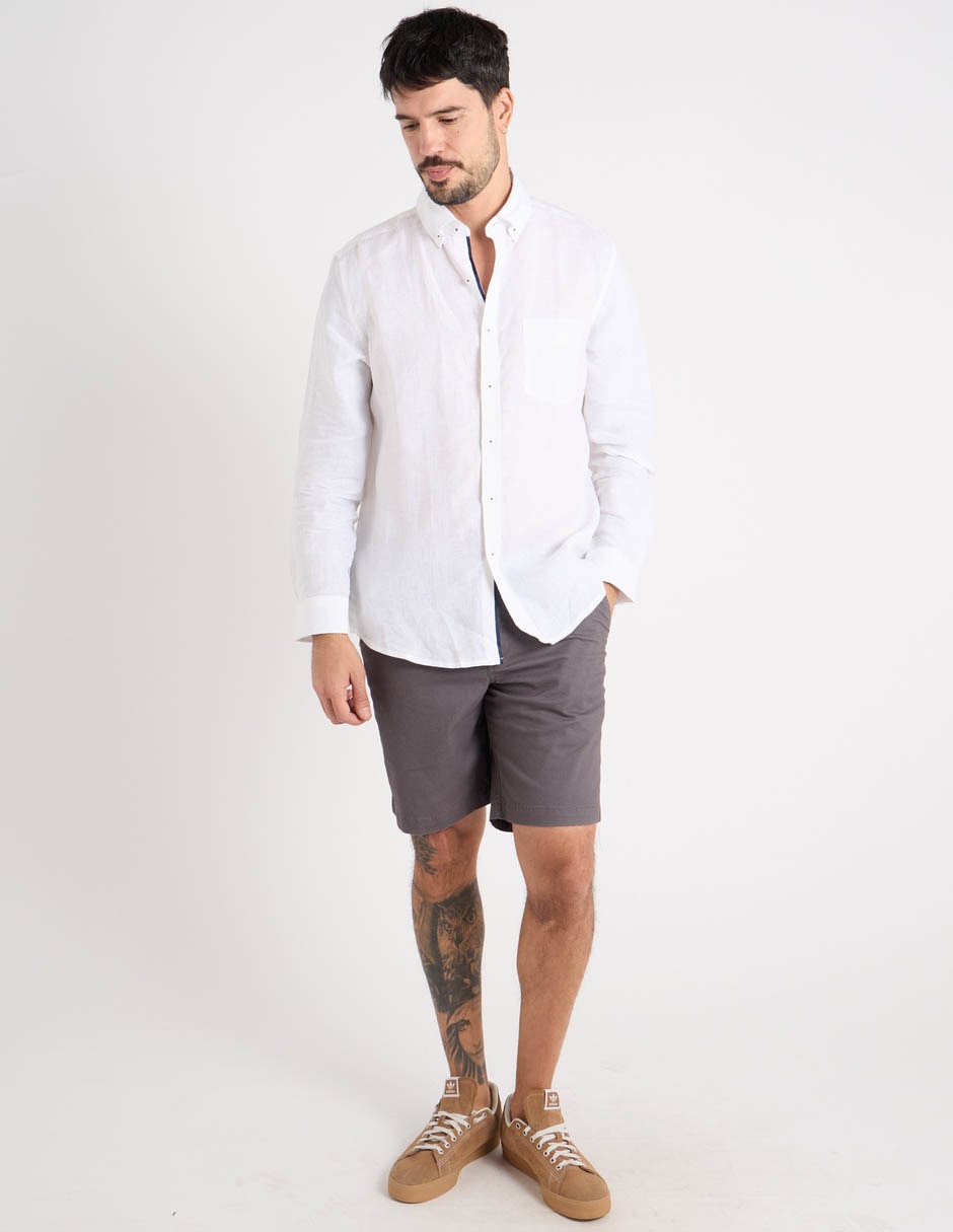 Camisa casual Ábito de lino manga larga para hombre