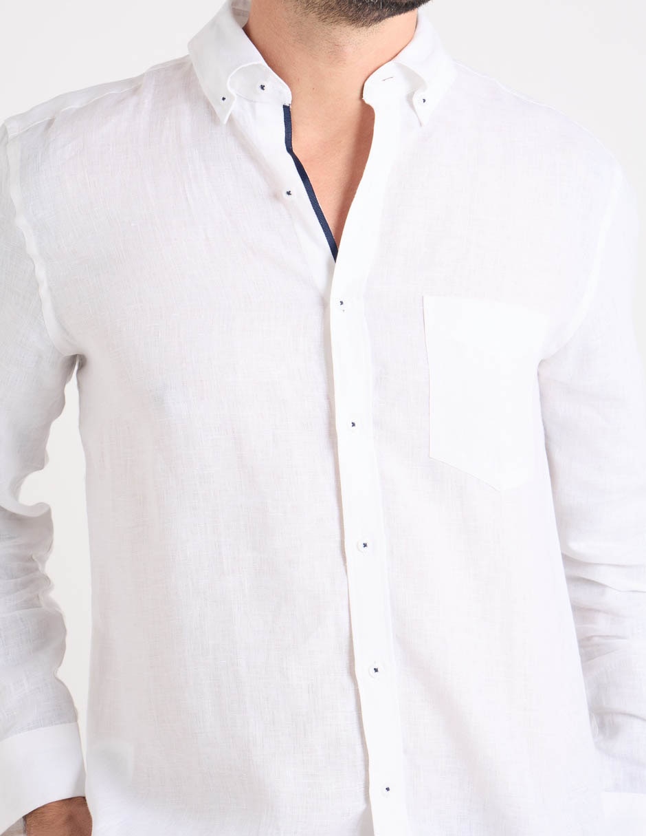 Camisa casual Ábito de lino manga larga para hombre