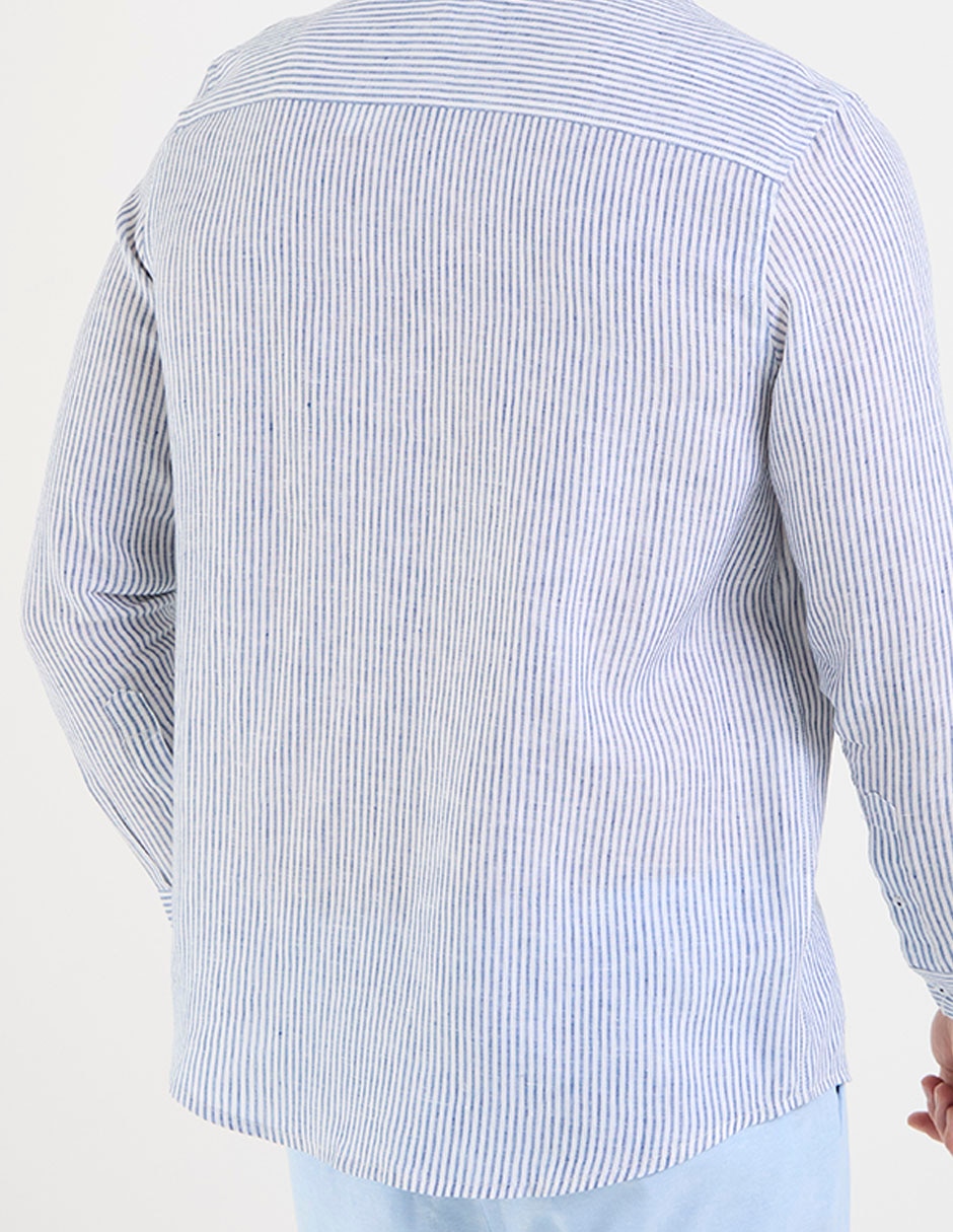 Camisa casual de lino manga larga para hombre 2