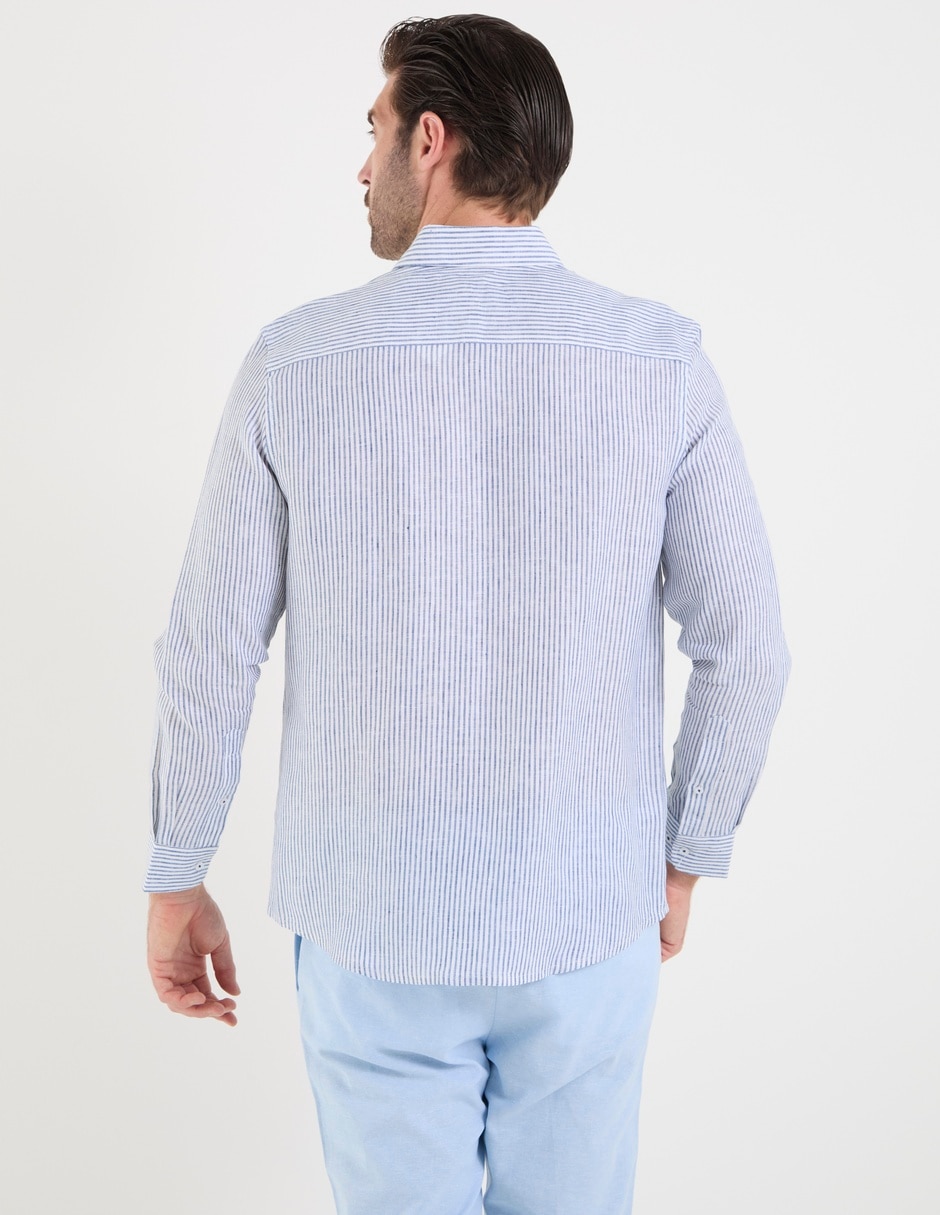 Camisa casual de lino manga larga para hombre 6