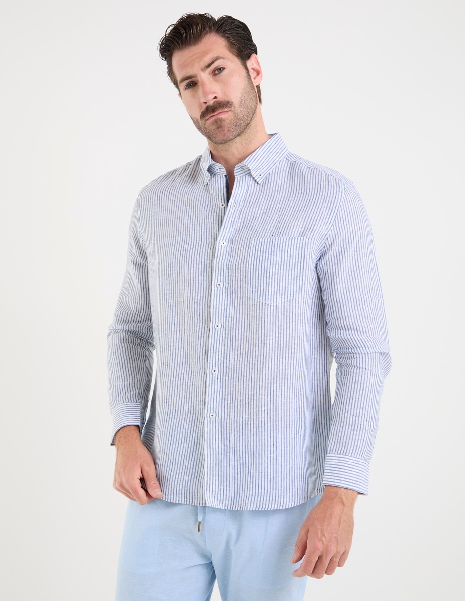 Camisa casual de lino manga larga para hombre Camisa casual de lino manga larga para hombre