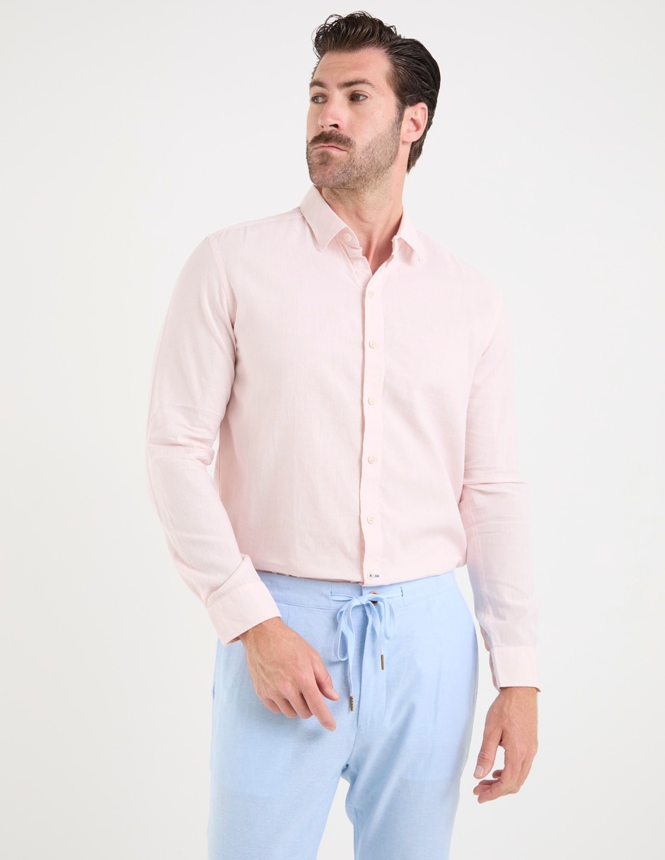 Camisa casual ábito de algodón manga larga para hombre