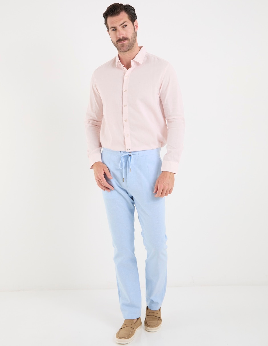 Camisa casual ábito de algodón manga larga para hombre