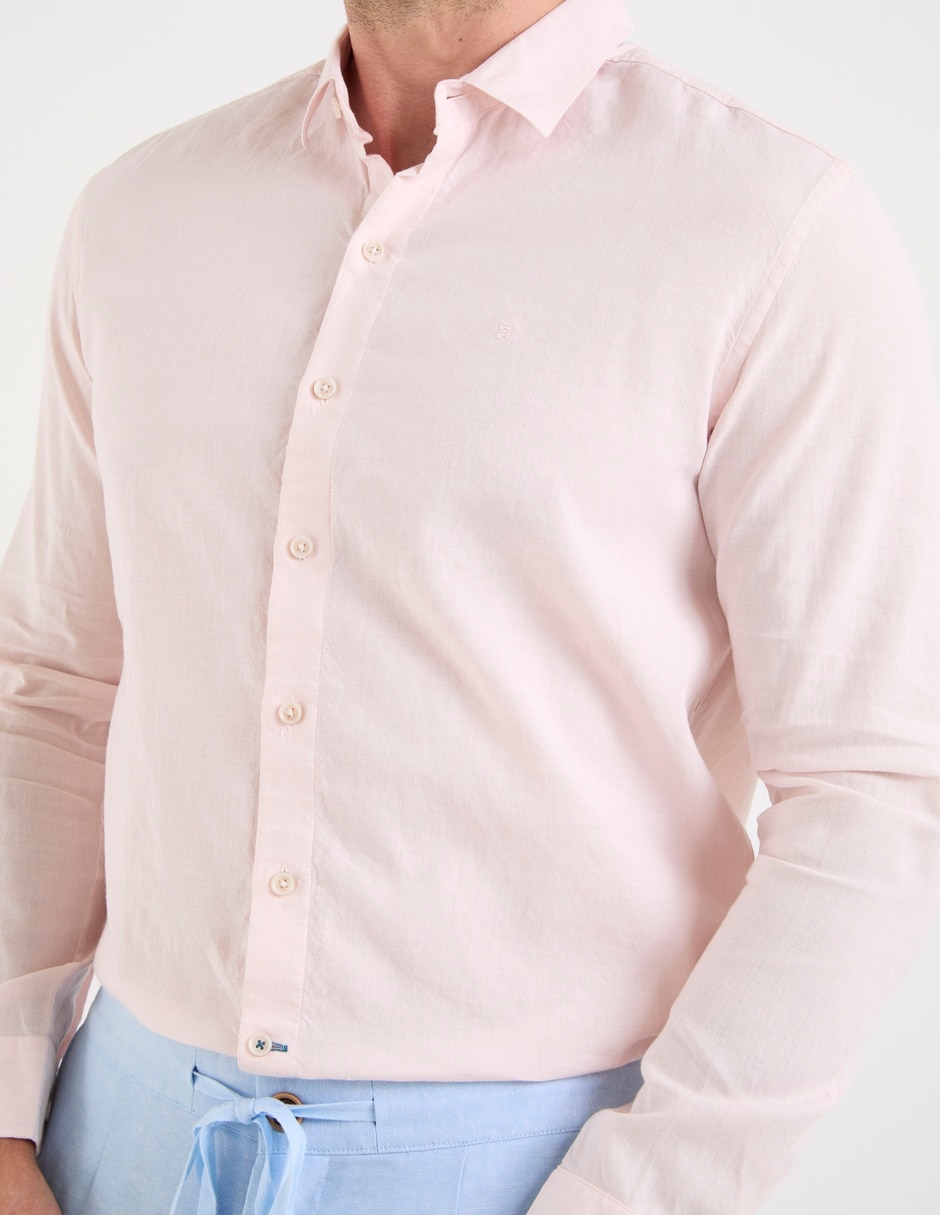 Camisa casual ábito de algodón manga larga para hombre
