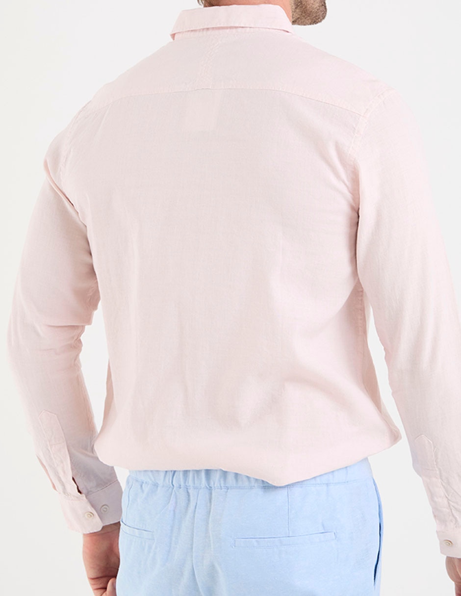 Camisa casual ábito de algodón manga larga para hombre