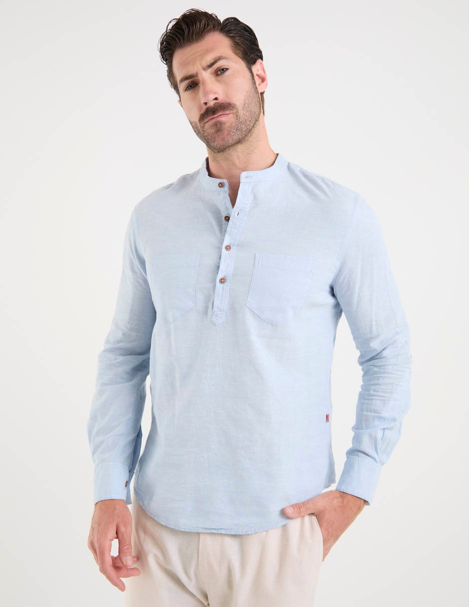 Camisa casual costavana de manga larga para hombre
