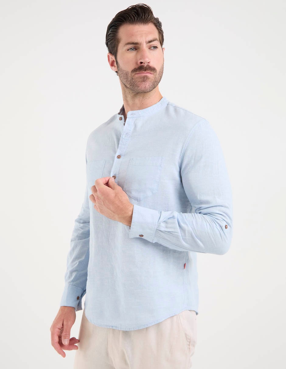 Camisa casual costavana de manga larga para hombre