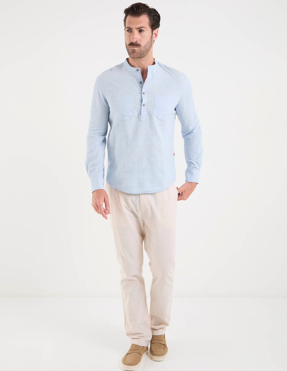 Camisa casual costavana de manga larga para hombre