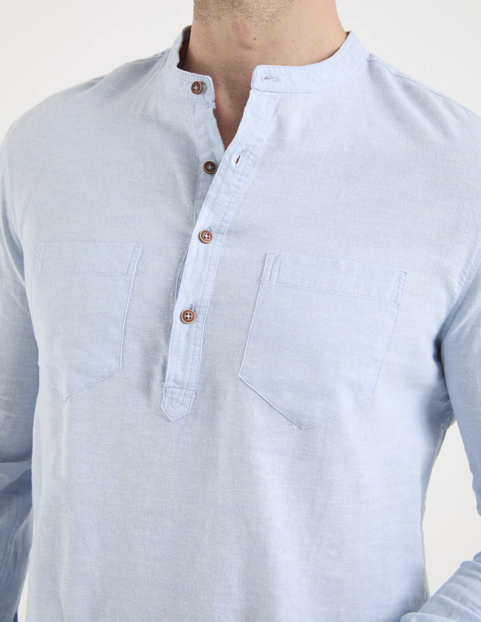 Camisa casual costavana de manga larga para hombre