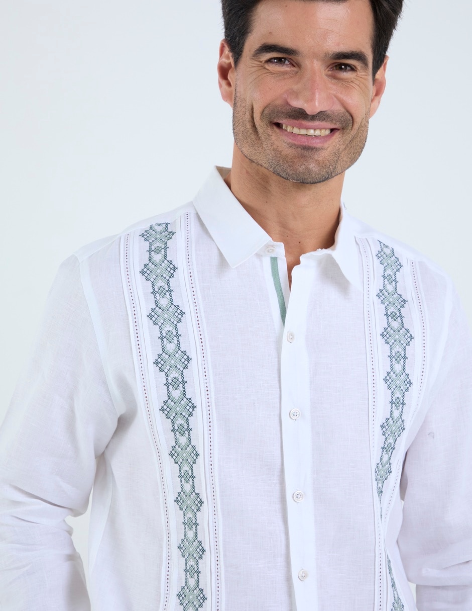 Guayabera manga larga para hombre 6