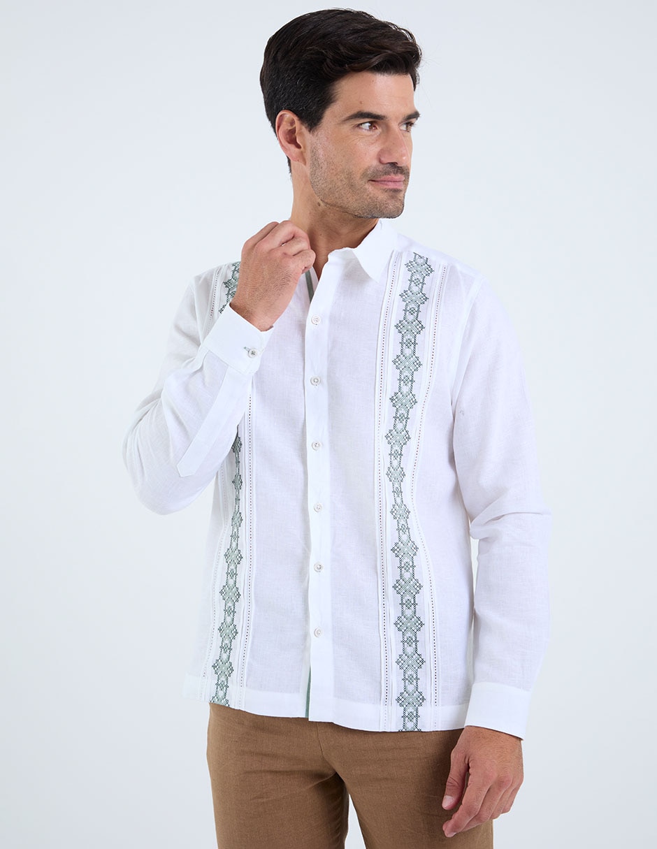 Guayabera manga larga para hombre 3