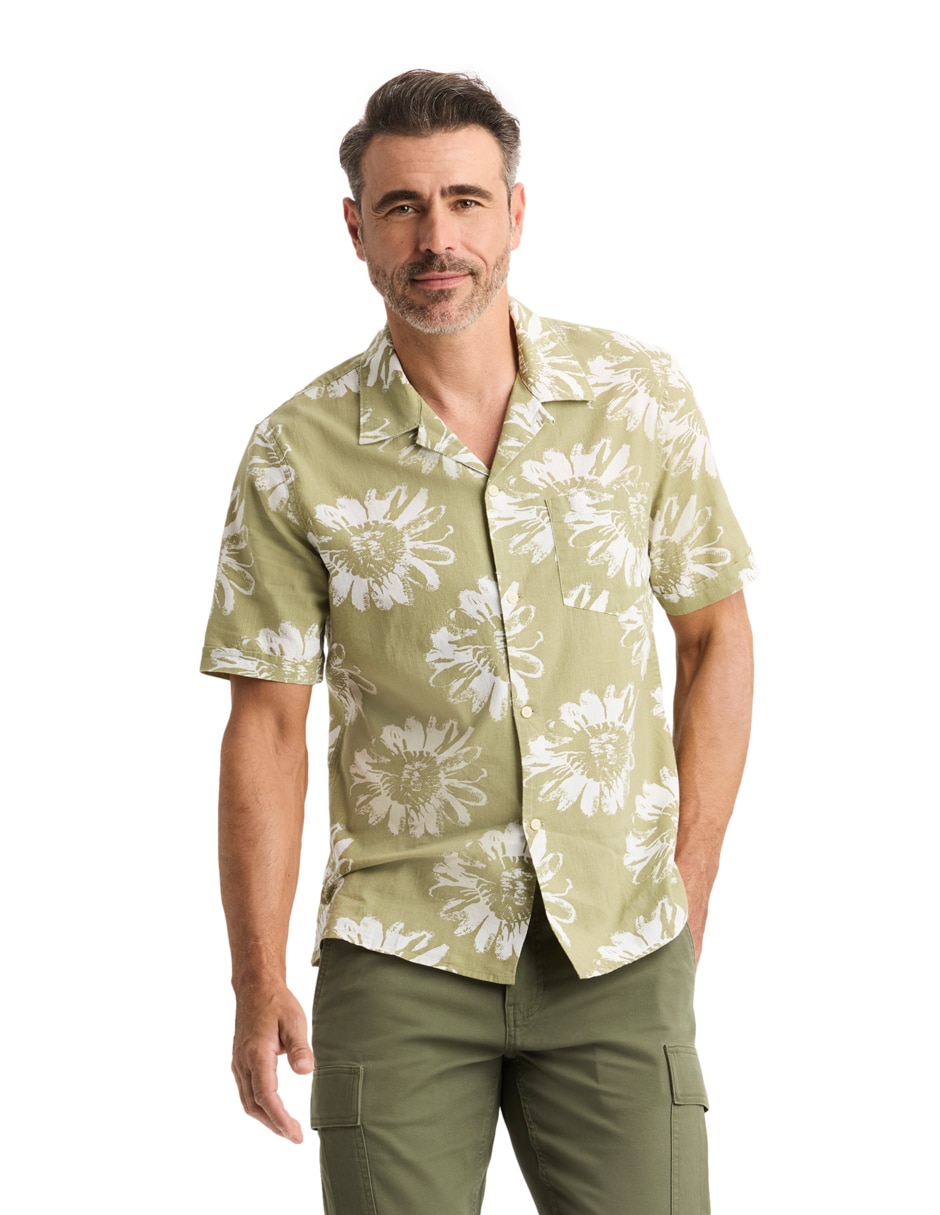Camisa casual de algodón manga corta para hombre