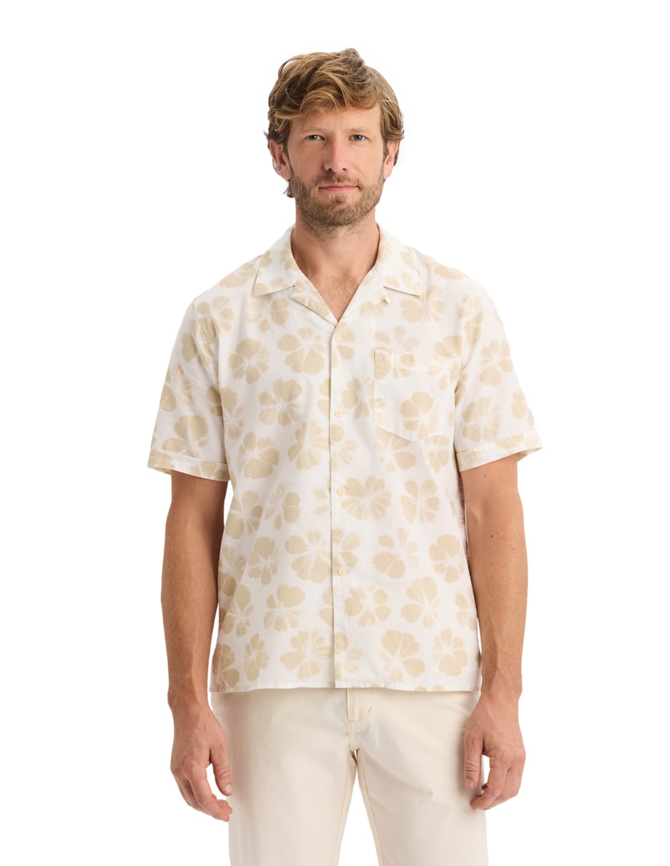 Camisa casual de algodón manga corta para hombre