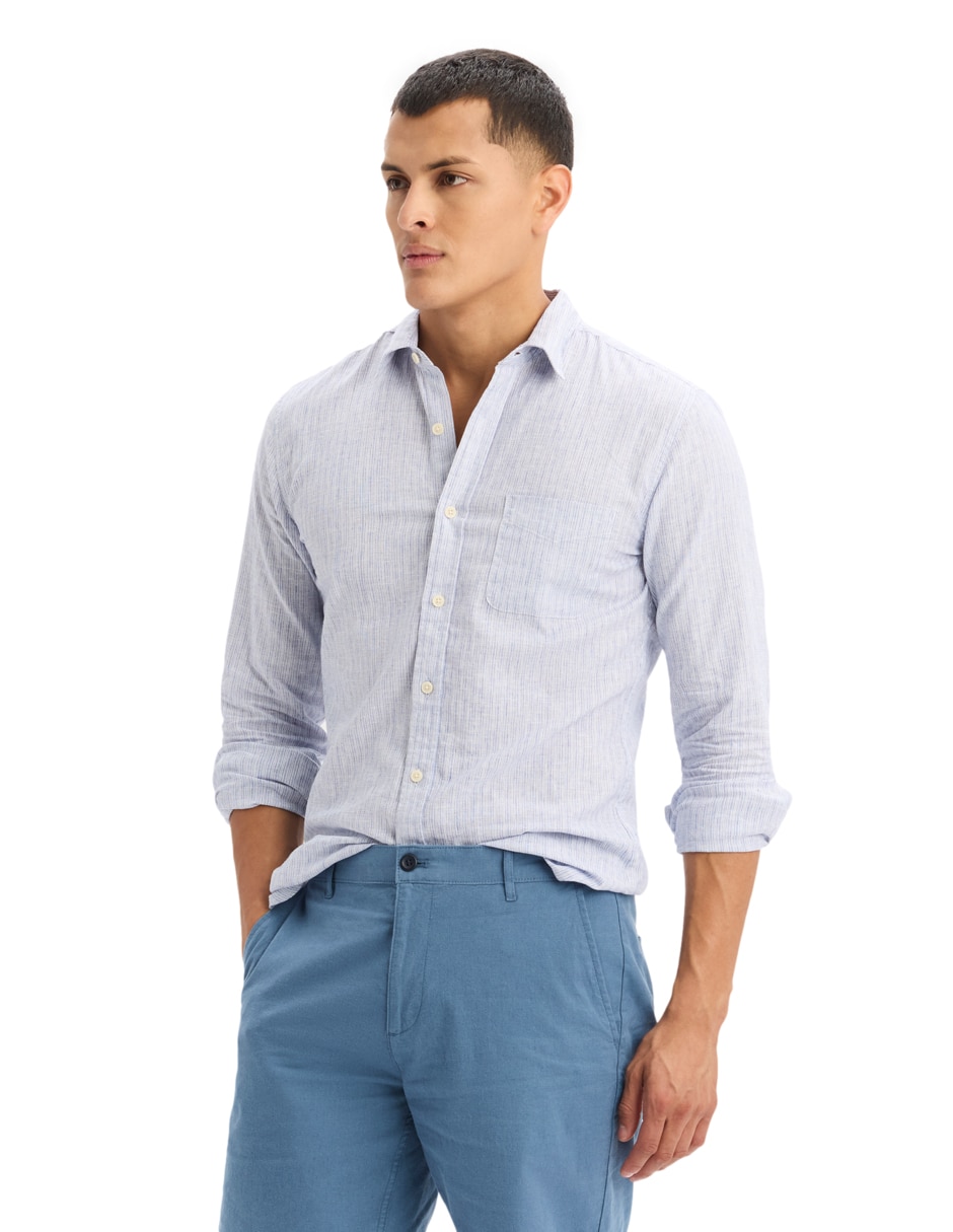 Camisa casual Dockers de lino manga larga para hombre