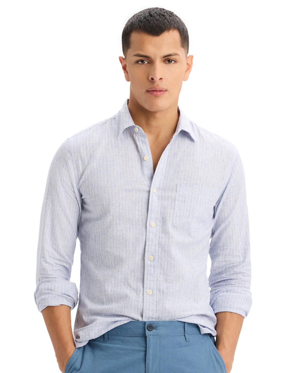 Camisa casual Dockers de lino manga larga para hombre