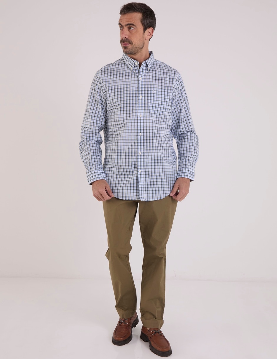 Camisa de vestir de algodón manga larga para hombre