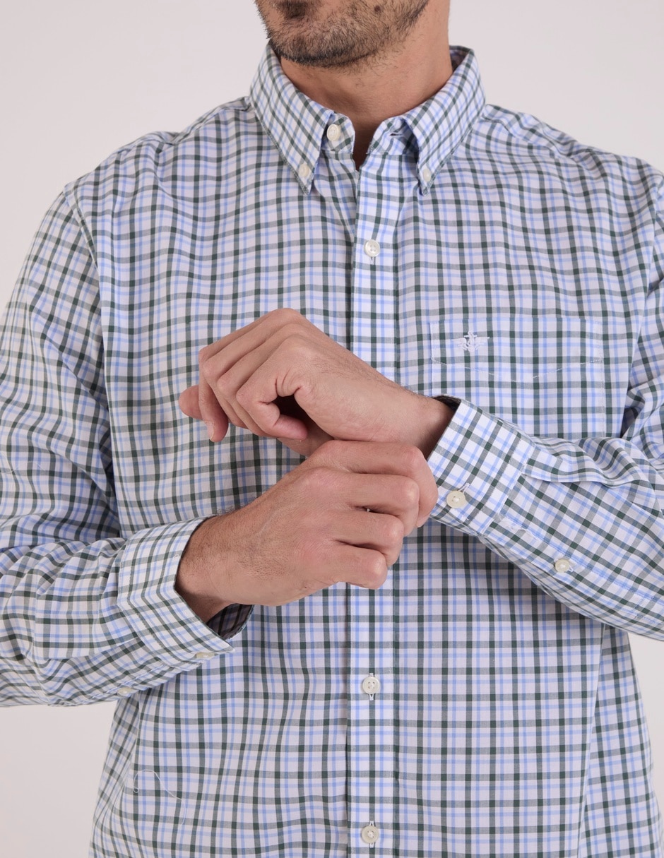 Camisa de vestir de algodón manga larga para hombre