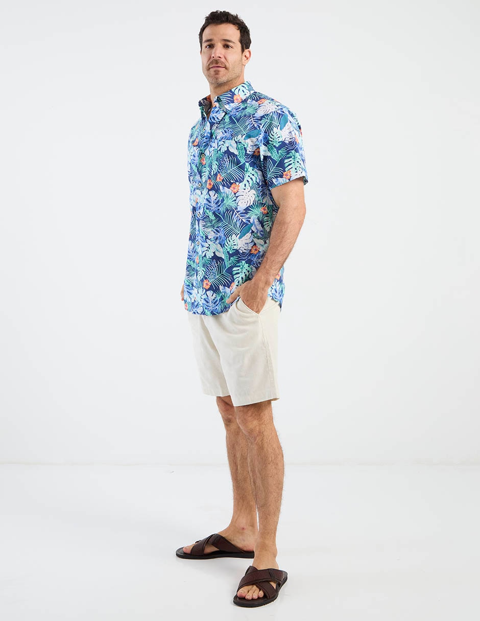 Camisa playa Izod de algodón manga corta para hombre