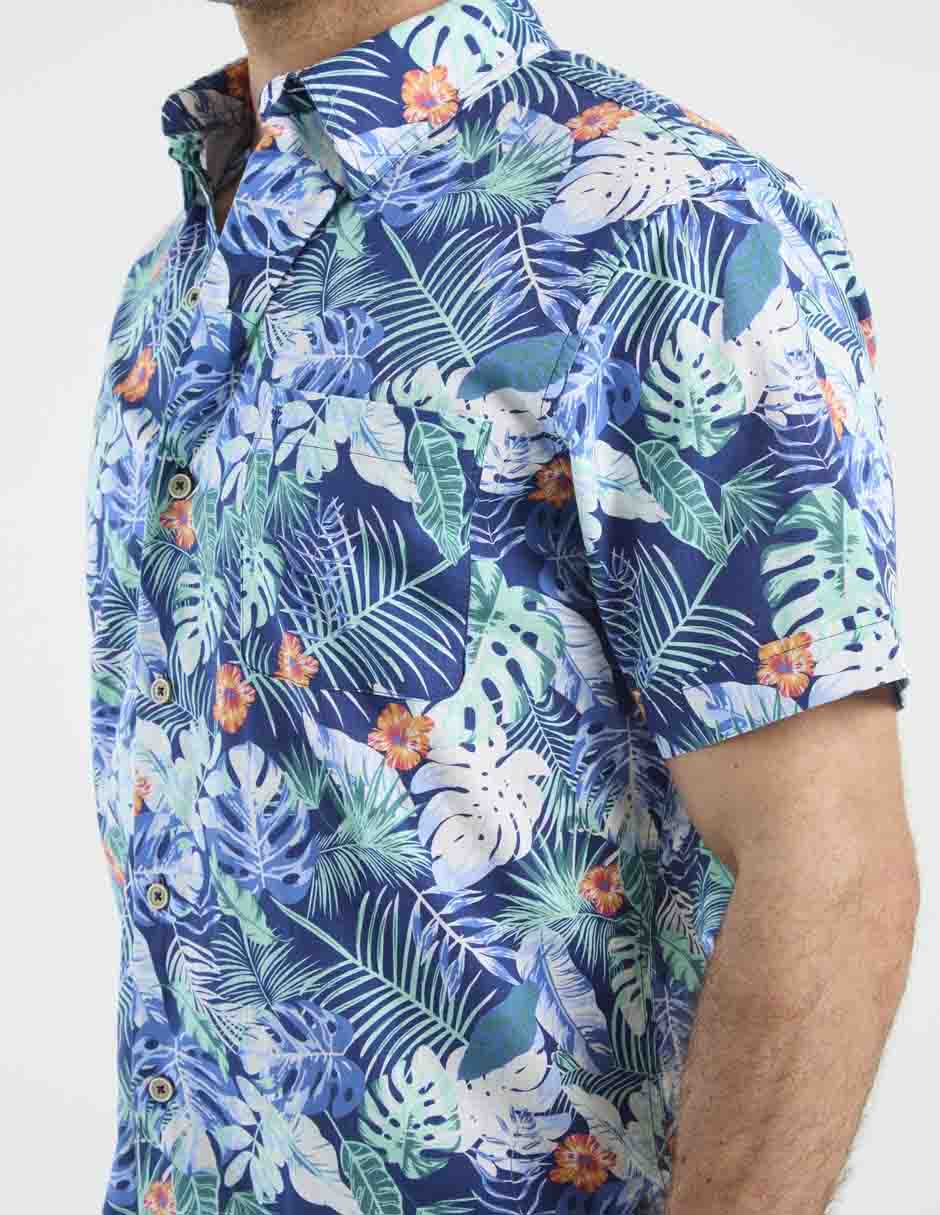 Camisa playa Izod de algodón manga corta para hombre